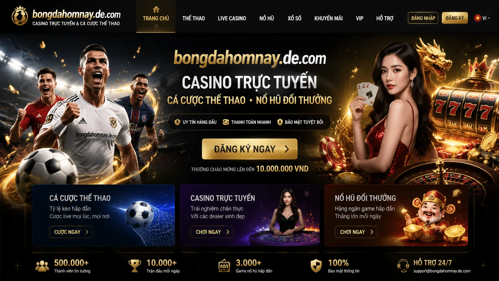Khu live casino với bàn thật